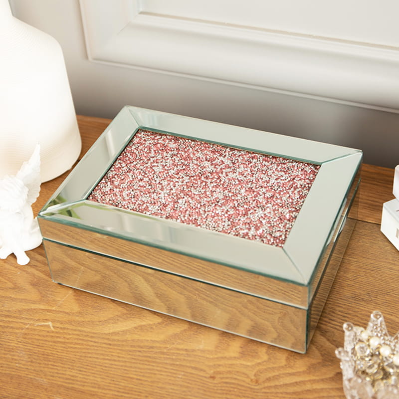 Nativus Mirrored Trinket Jewelry Box Women Jewelry Box Organizer With Crystal