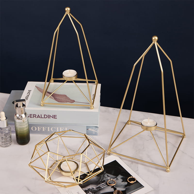 Ferrum cavum Candelabrum Habitum Geometriae Aureae Tealight Candle Holders